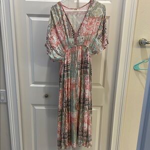 (5/$30 deal) 
Boho Floral V-Neck Maxi Dress